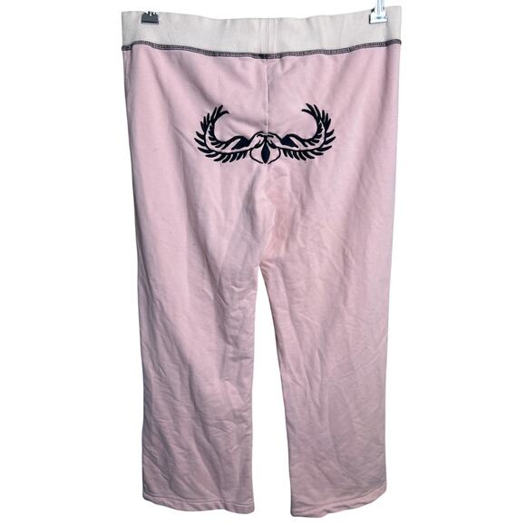 Coqueta Couture XL Pink Wide Flare Sweatpants Angel Wing - Picture 1 of 6